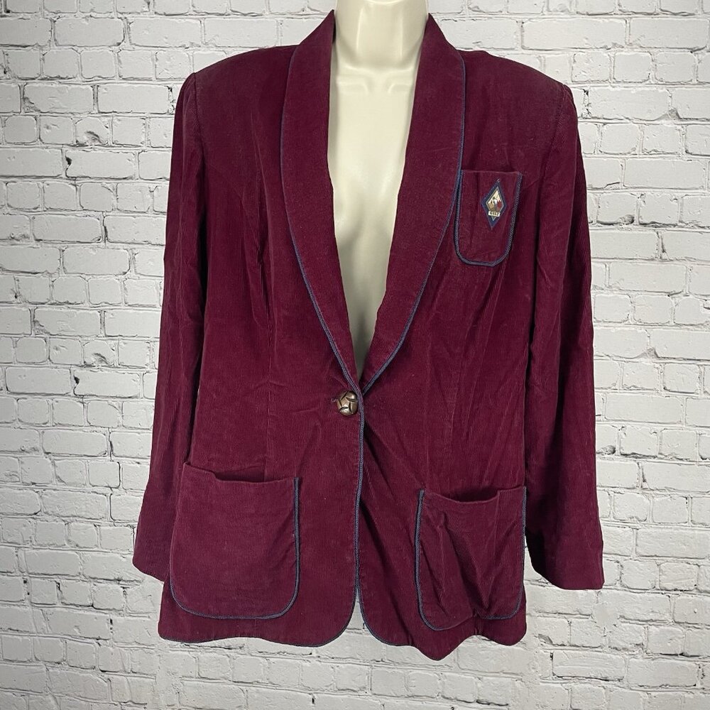 VTG Lindsey Scott Sport Purple Corduroy Golf Blazer Jacket USA Made Size 8